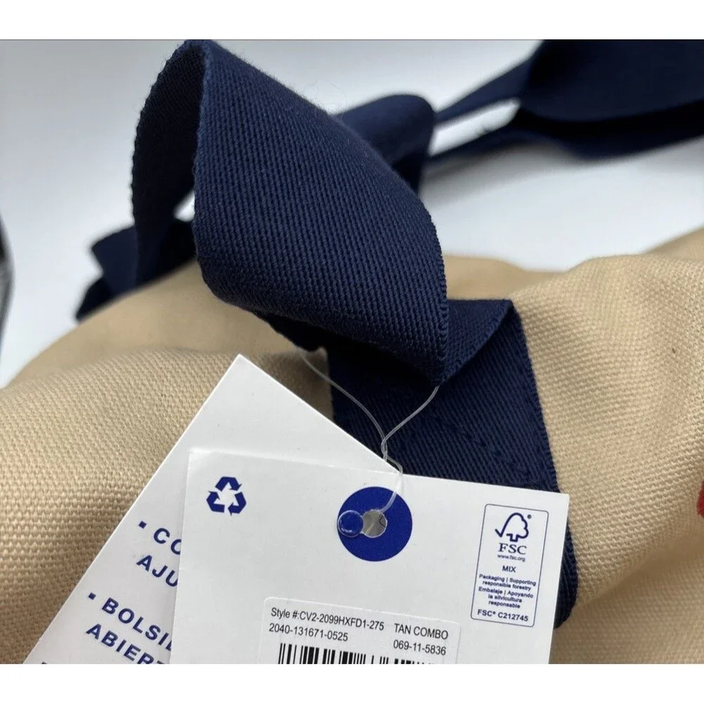 Champion 24" Canvas Duffel Bag Tan Blue Shoulder Strap Sports Gym Travel Men NWT - Picture 4 of 12